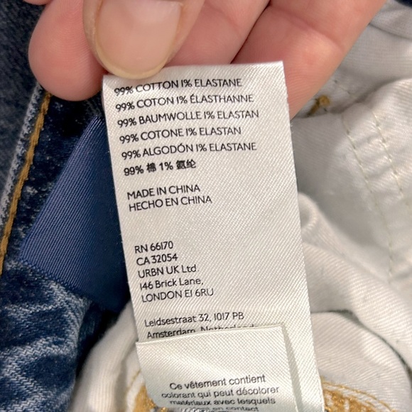 Pilcro Distressed Vintage Straight High Rise Raw Hem Rigid Denim Jean Size 27 - Picture 12 of 13